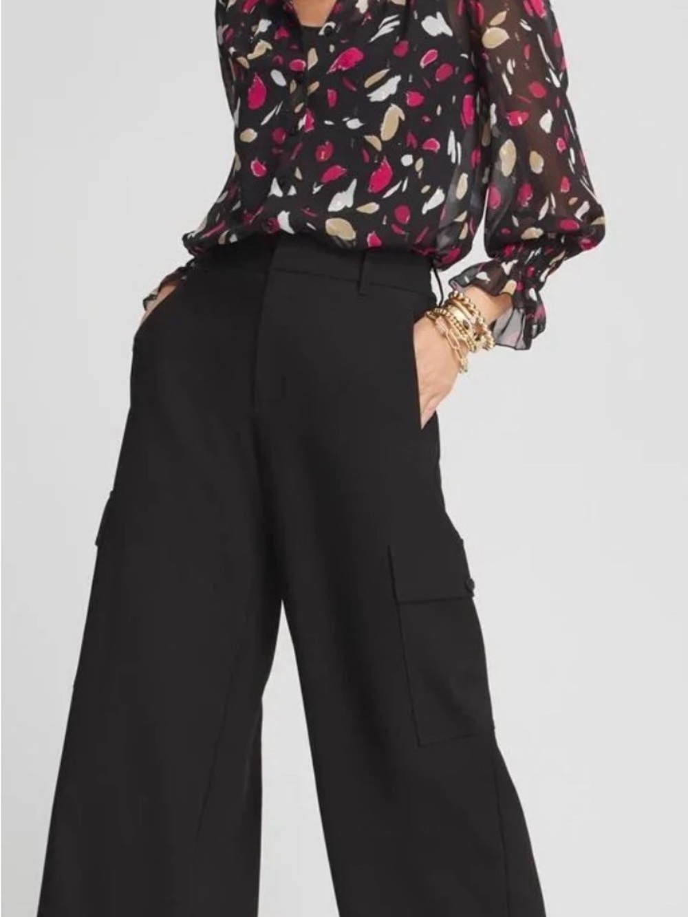 Chico's Black Wide-Leg Cargo Pants